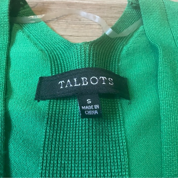 Talbots Open Cardigan Sweater Green Womens S Pockets Cotton blend - Picture 3 of 10